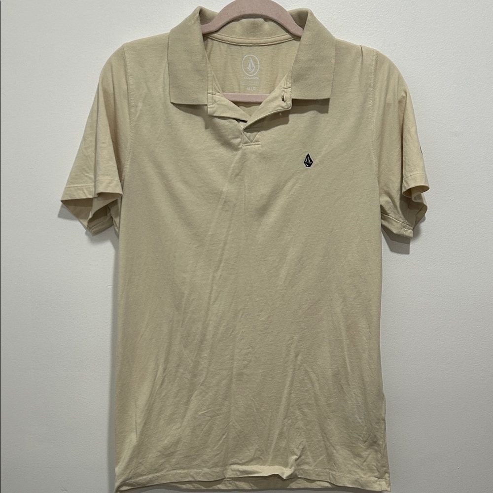Volcom Men’s Light Beige Polo Shirt with Embroidered Logo